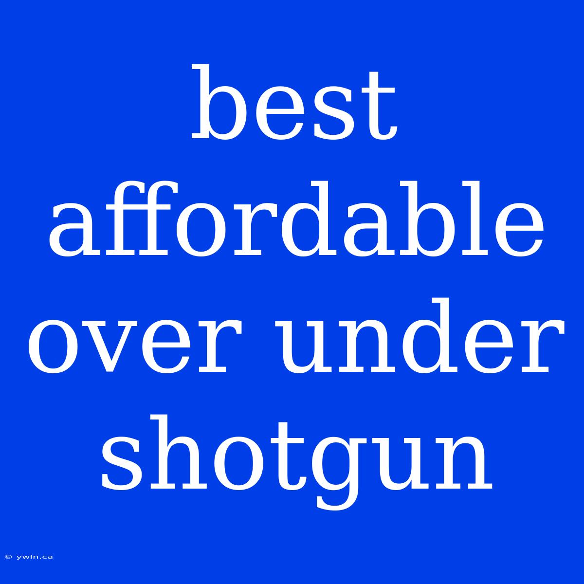 Best Affordable Over Under Shotgun