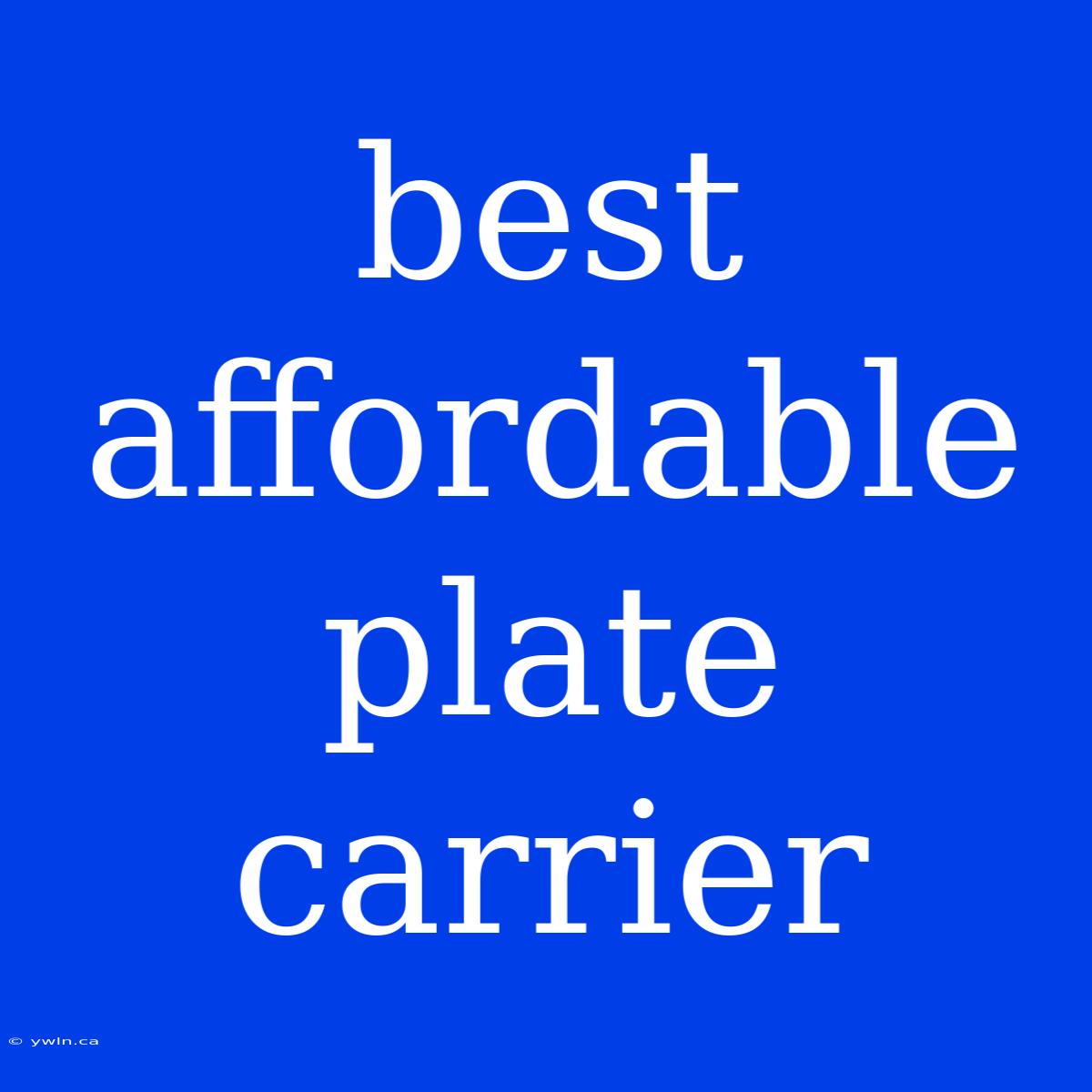 Best Affordable Plate Carrier