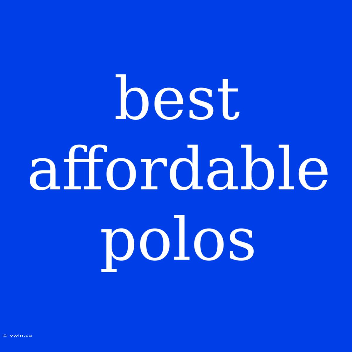 Best Affordable Polos