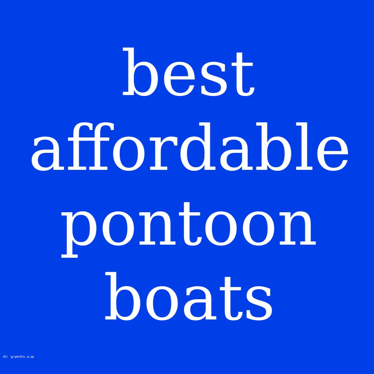 Best Affordable Pontoon Boats