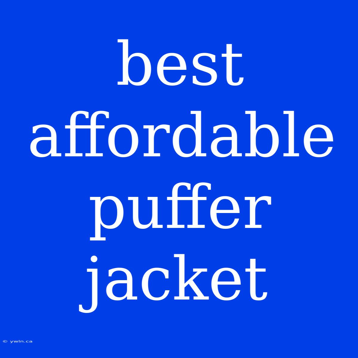 Best Affordable Puffer Jacket