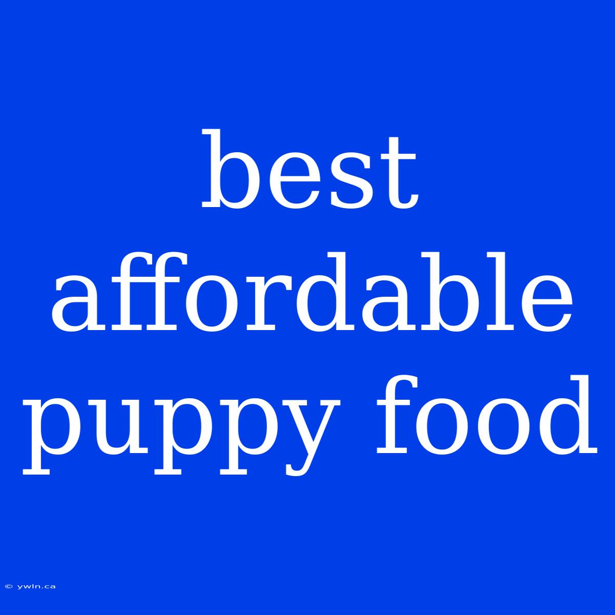 Best Affordable Puppy Food