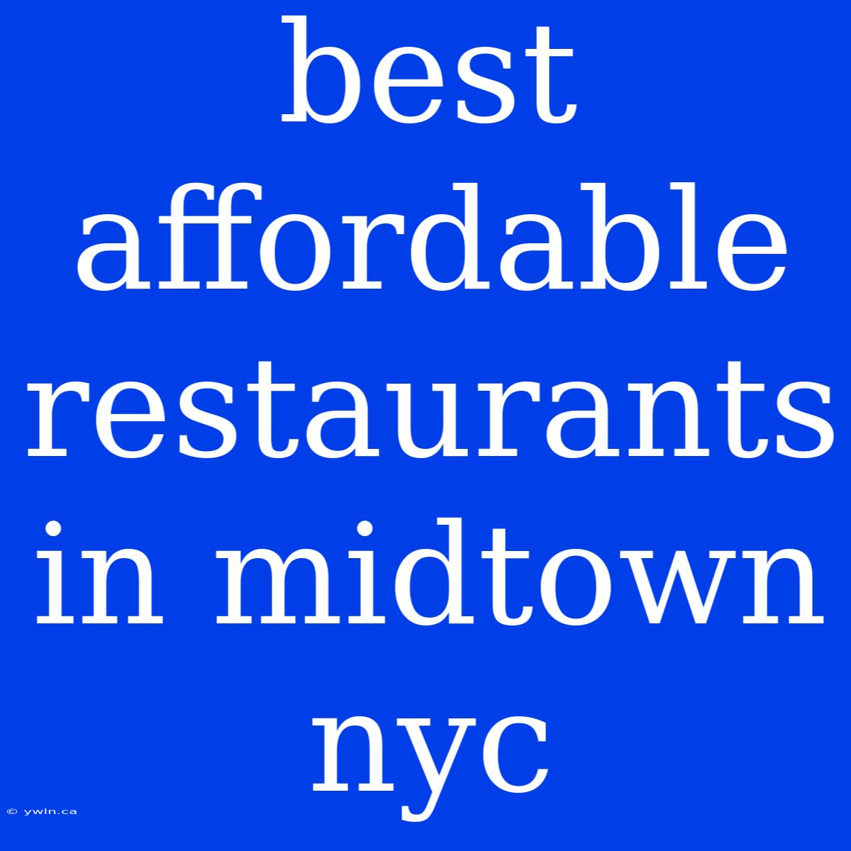 Best Affordable Restaurants In Midtown Nyc