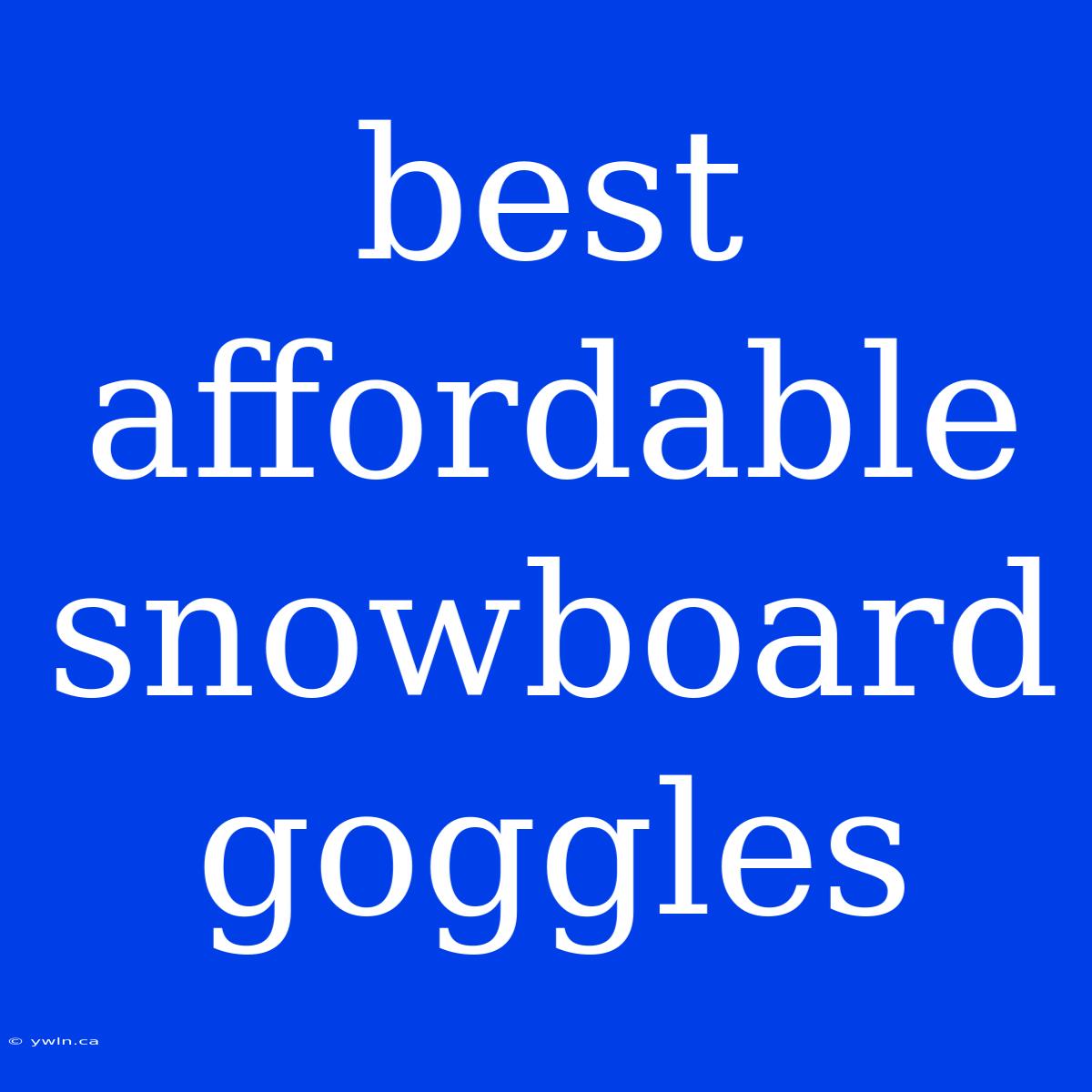 Best Affordable Snowboard Goggles