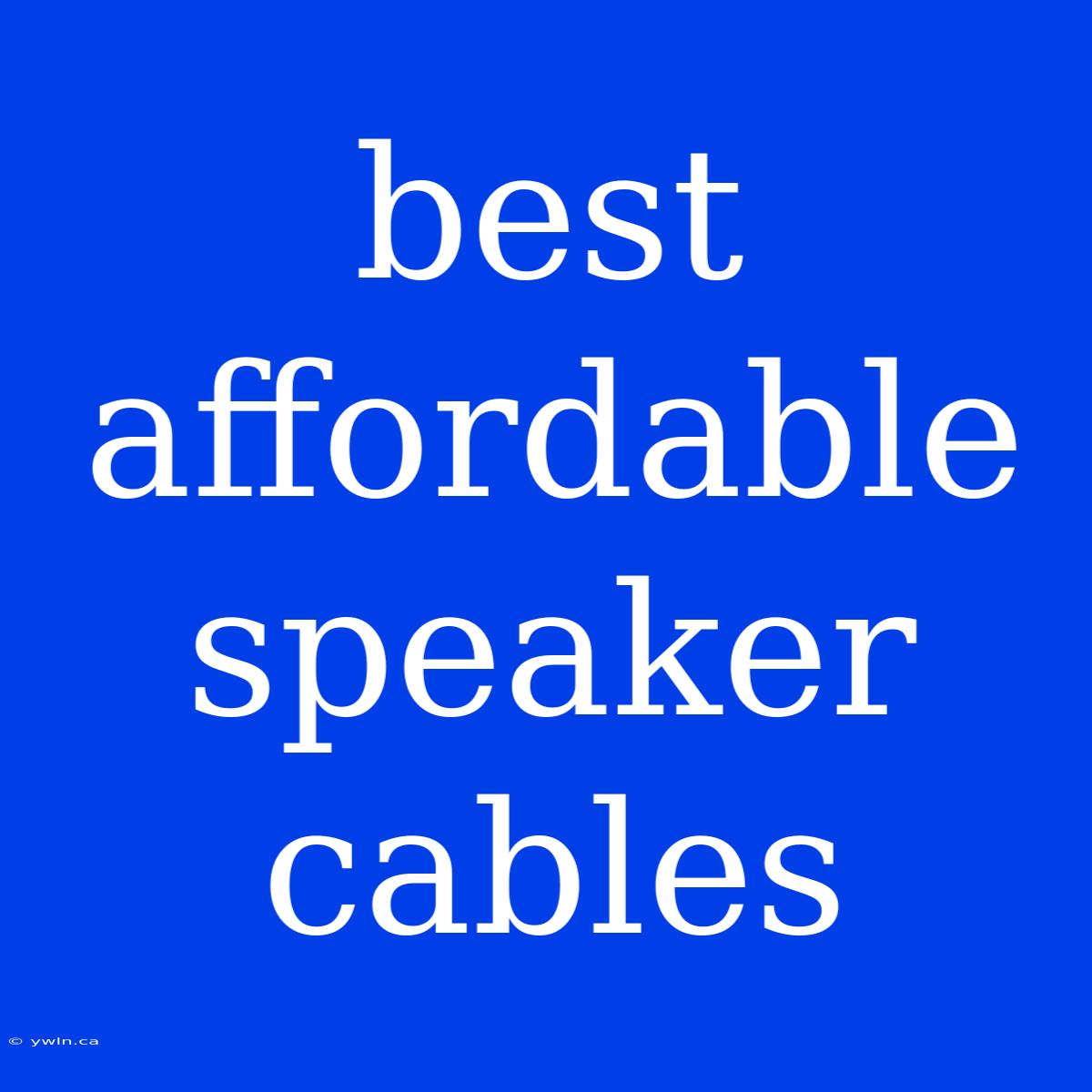 Best Affordable Speaker Cables