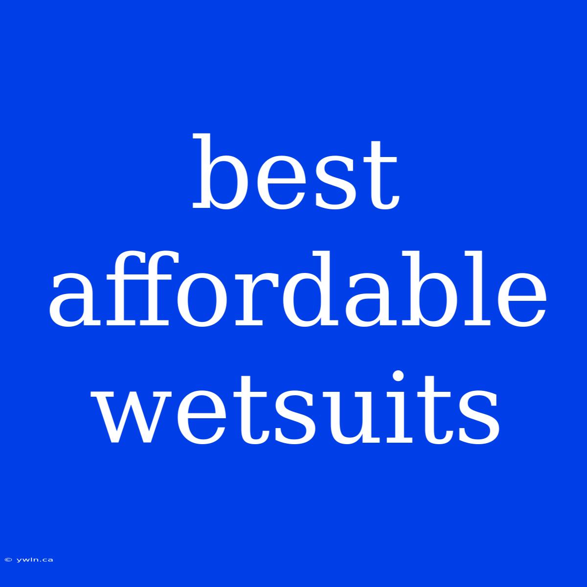 Best Affordable Wetsuits