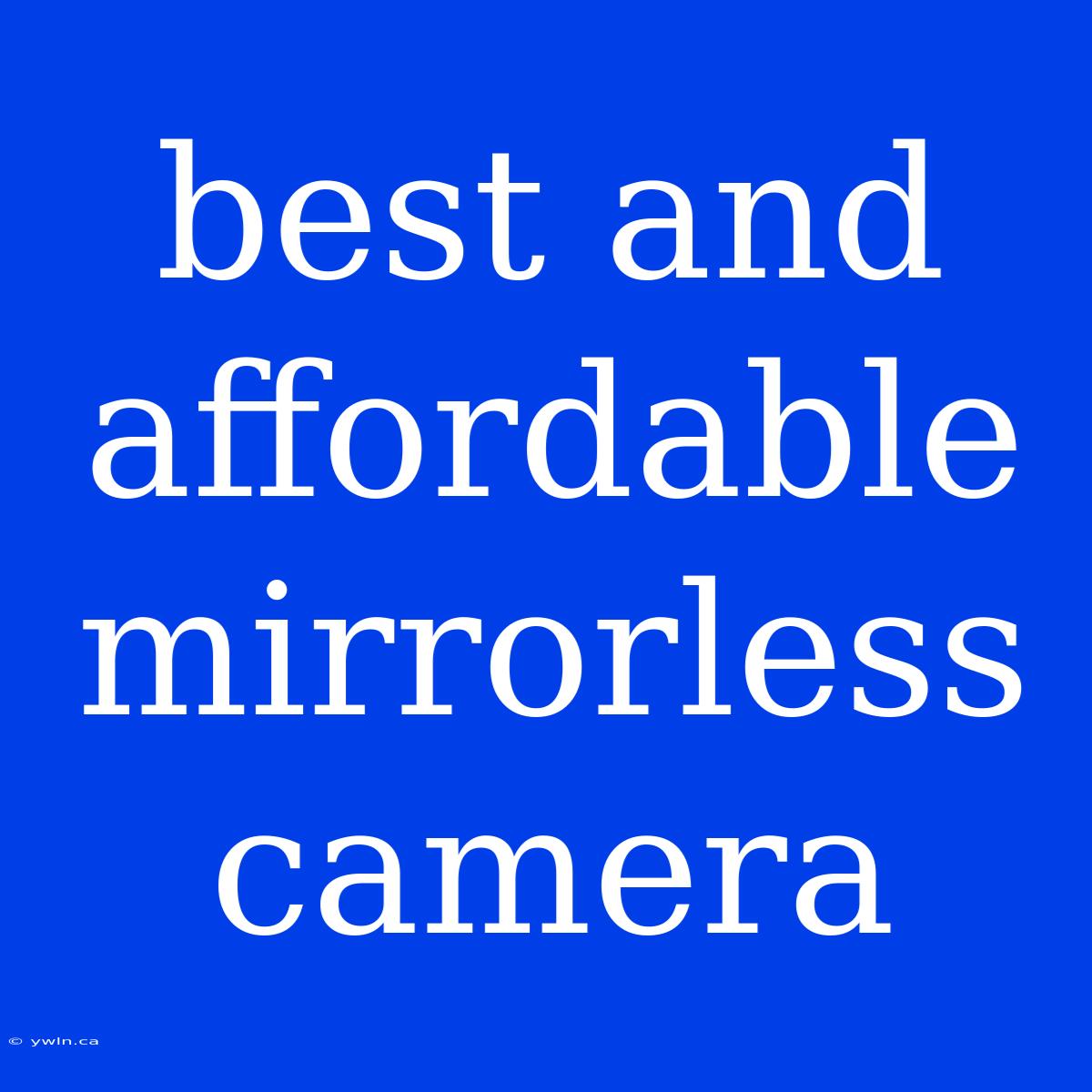 Best And Affordable Mirrorless Camera