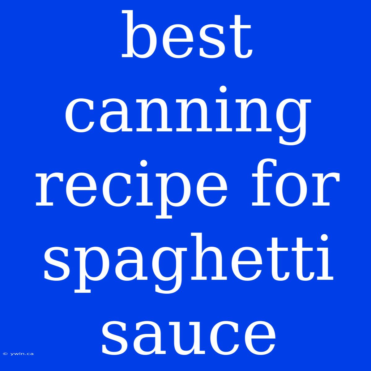 Best Canning Recipe For Spaghetti Sauce