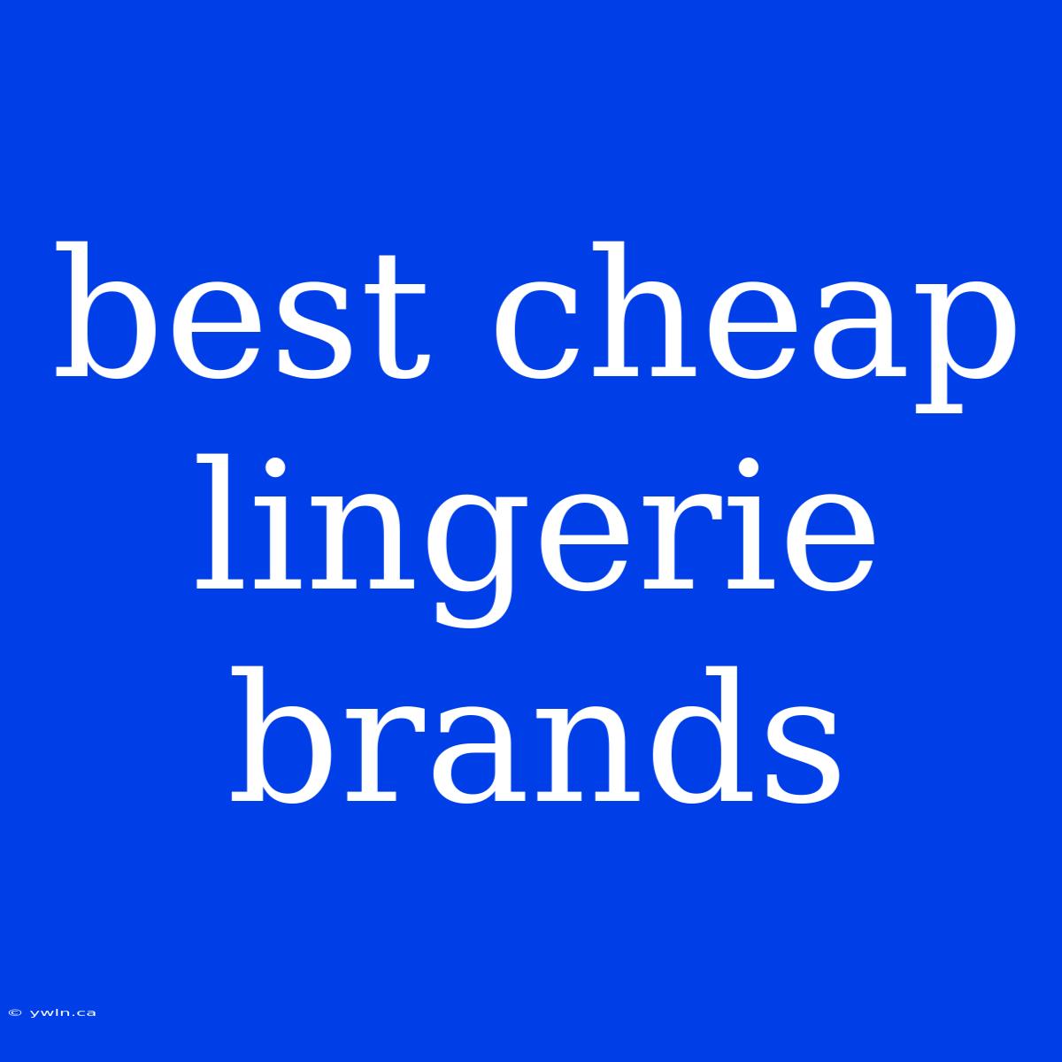 Best Cheap Lingerie Brands