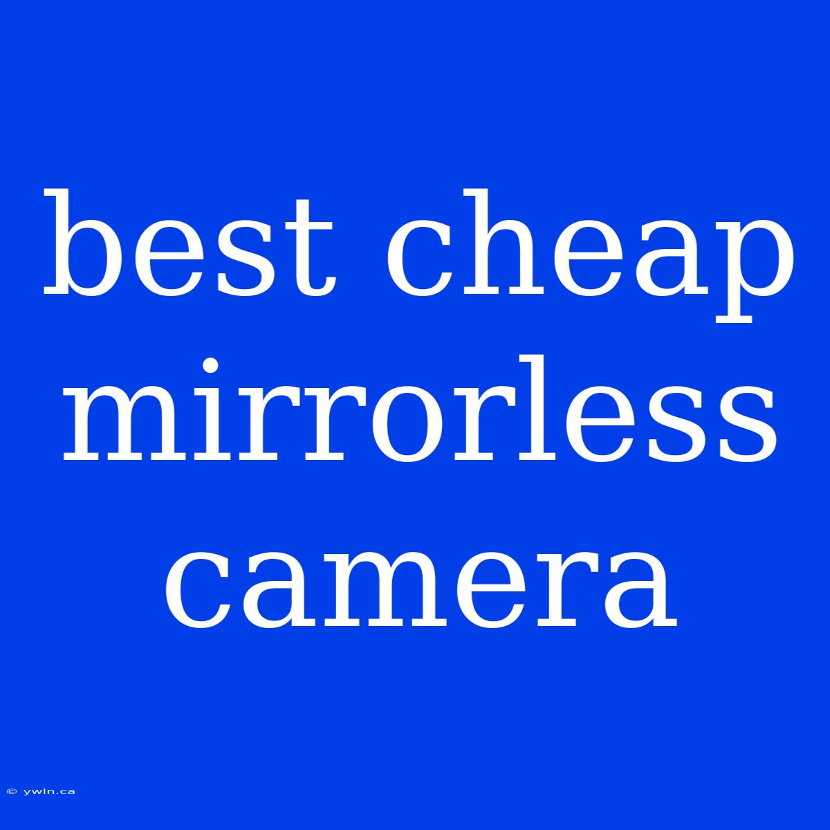 Best Cheap Mirrorless Camera