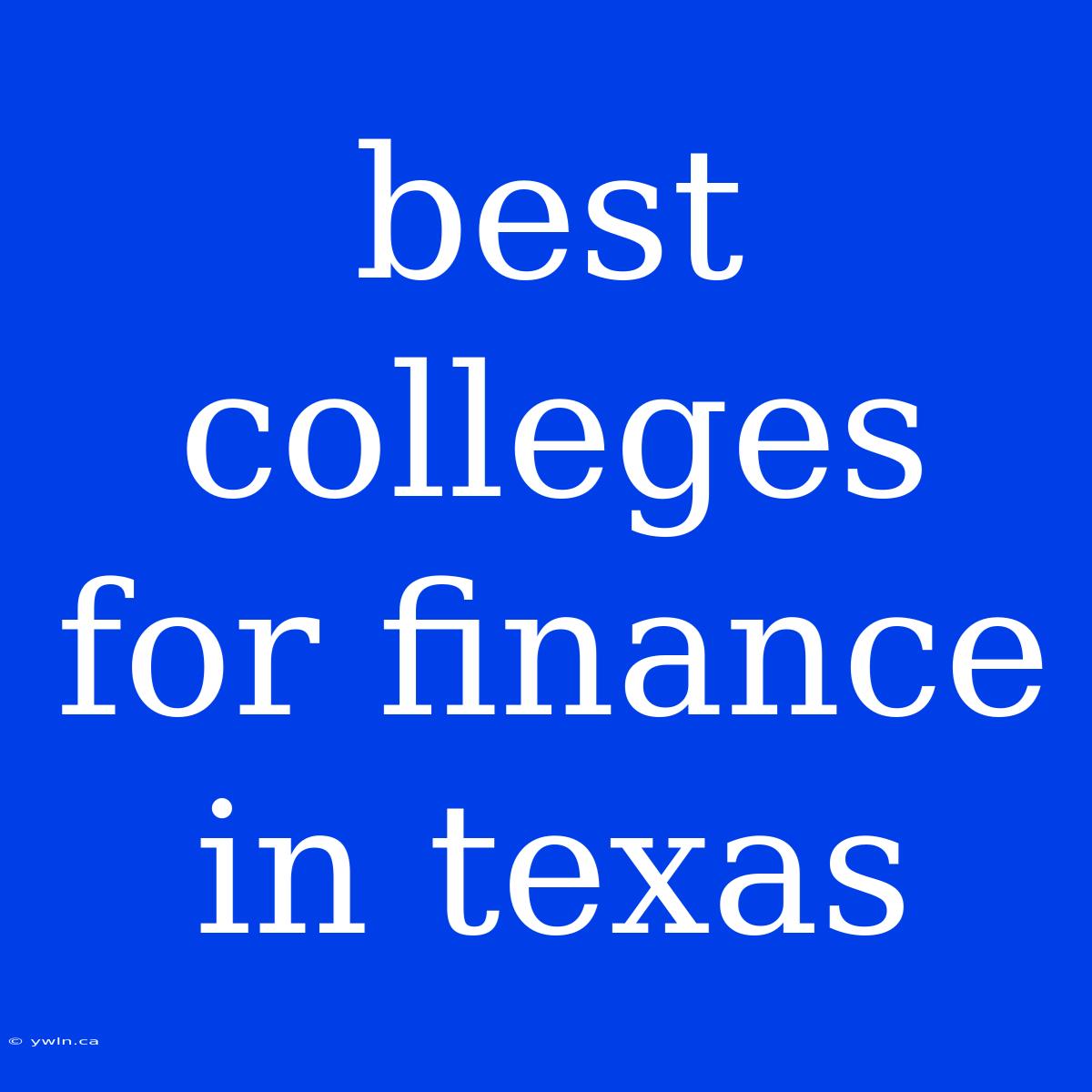 Best Colleges For Finance In Texas