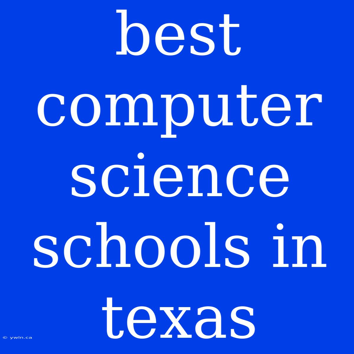 Best Computer Science Schools In Texas