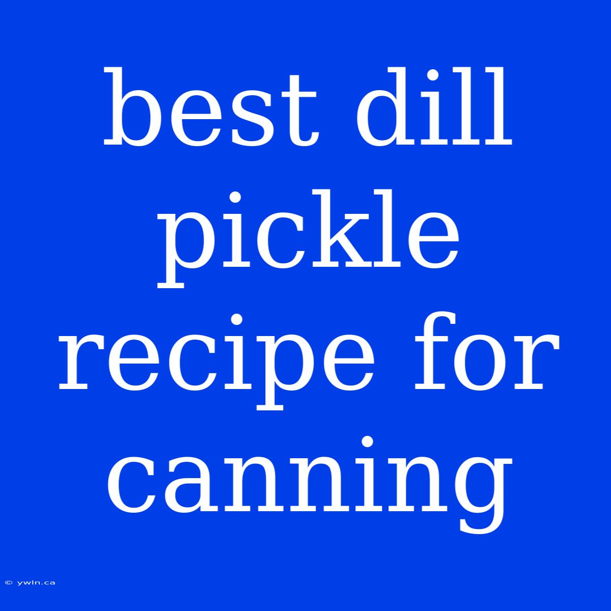 Best Dill Pickle Recipe For Canning