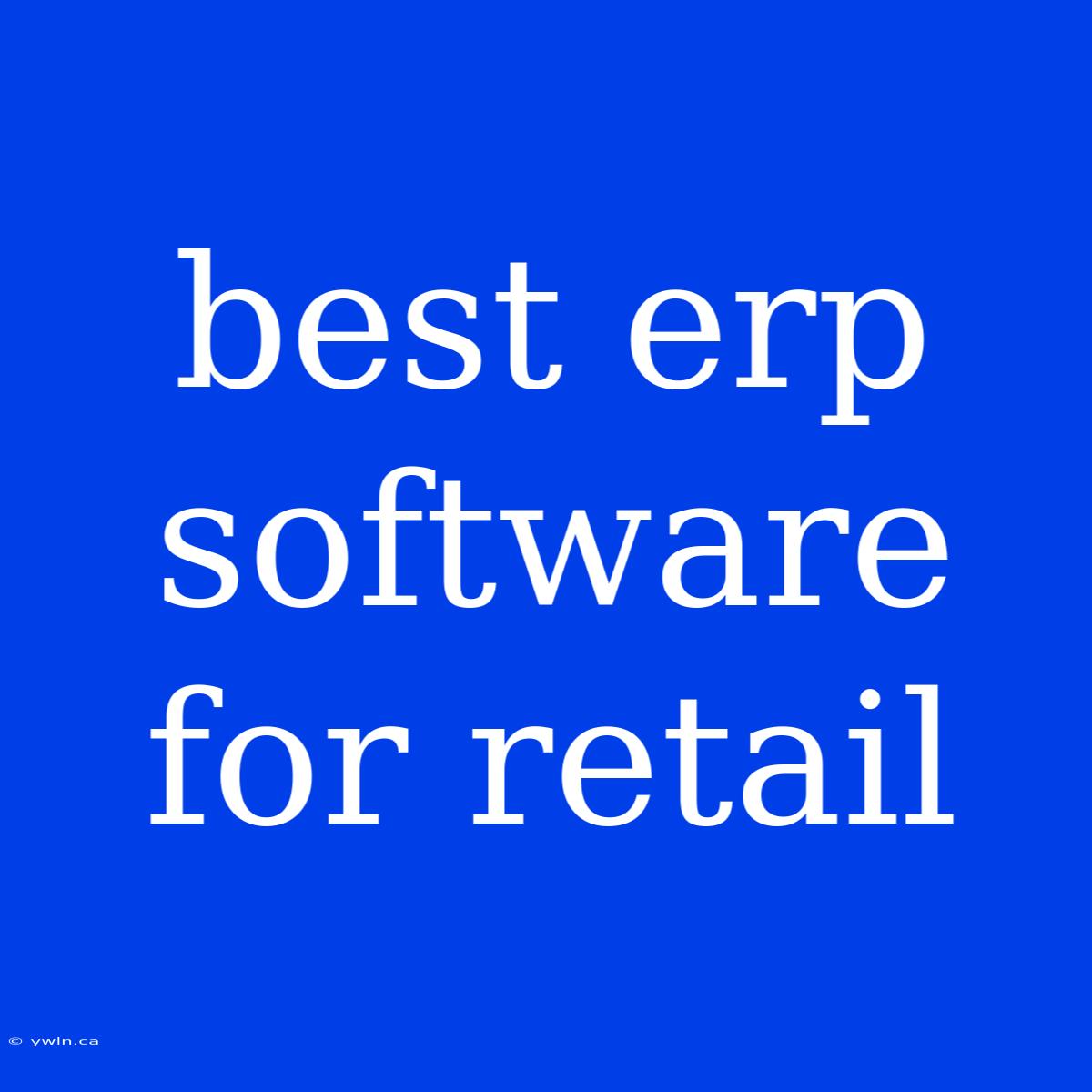 Best Erp Software For Retail