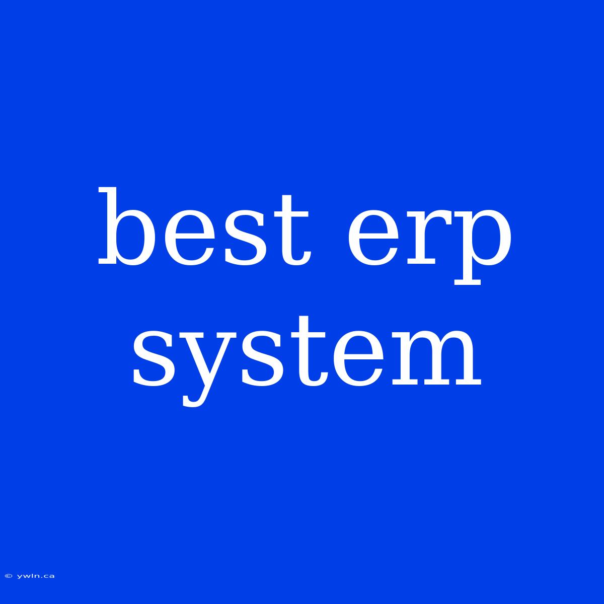 Best Erp System