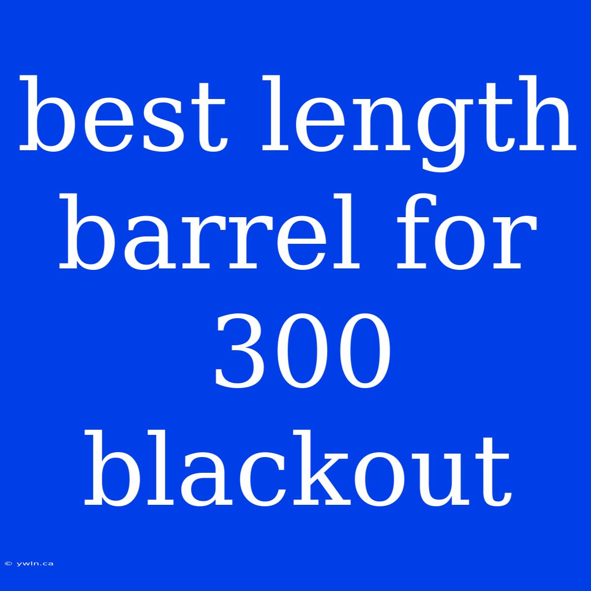 Best Length Barrel For 300 Blackout