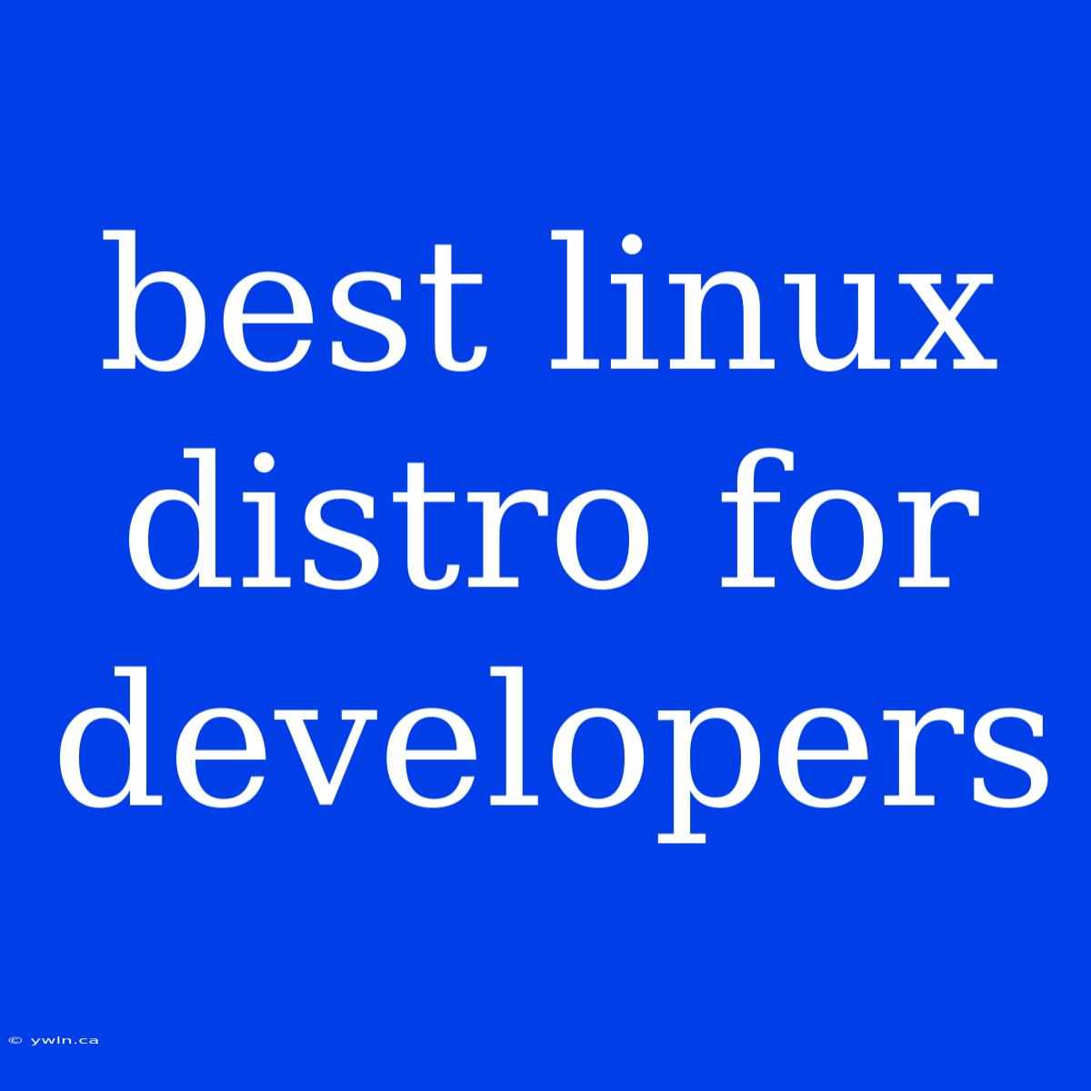 Best Linux Distro For Developers