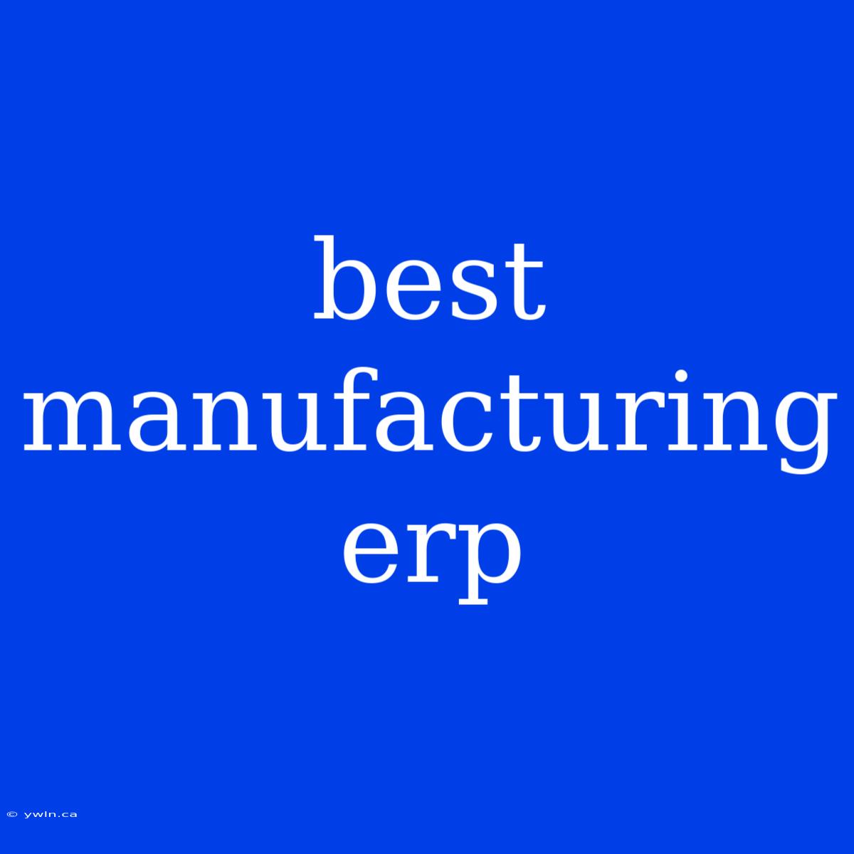 Best Manufacturing Erp