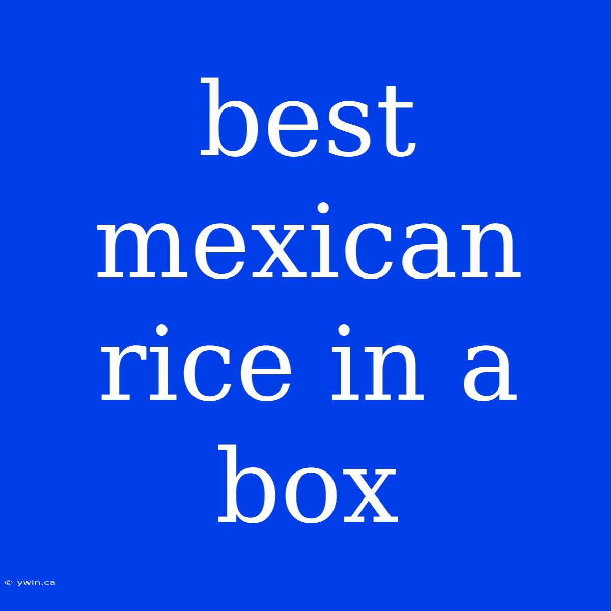 Best Mexican Rice In A Box