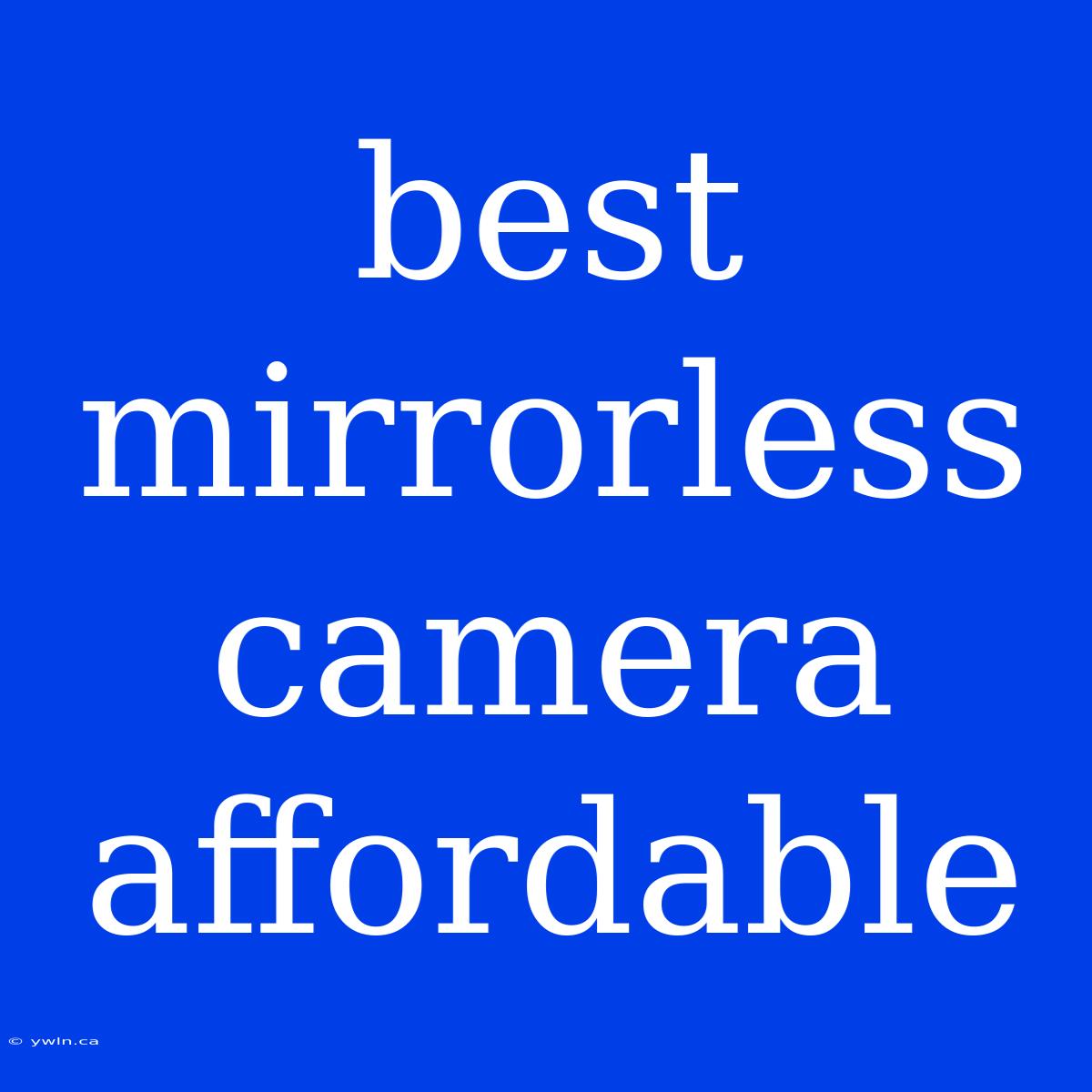 Best Mirrorless Camera Affordable