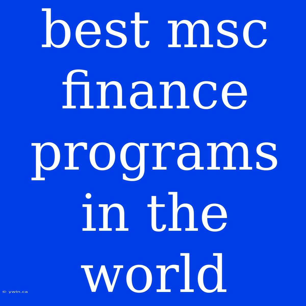 Best Msc Finance Programs In The World