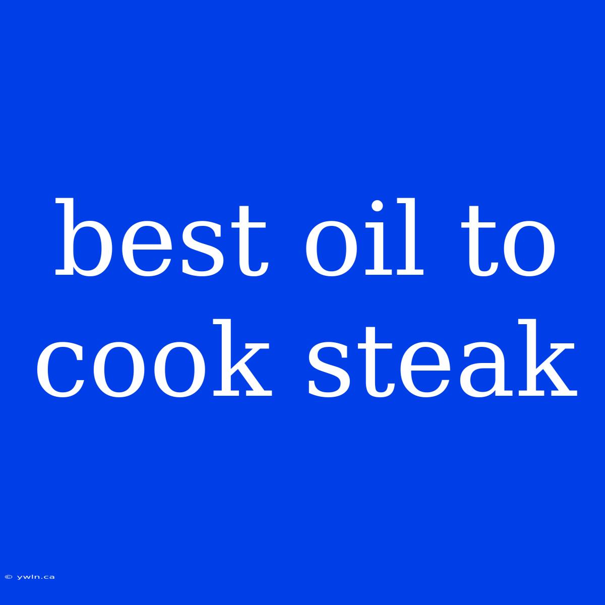 Best Oil To Cook Steak