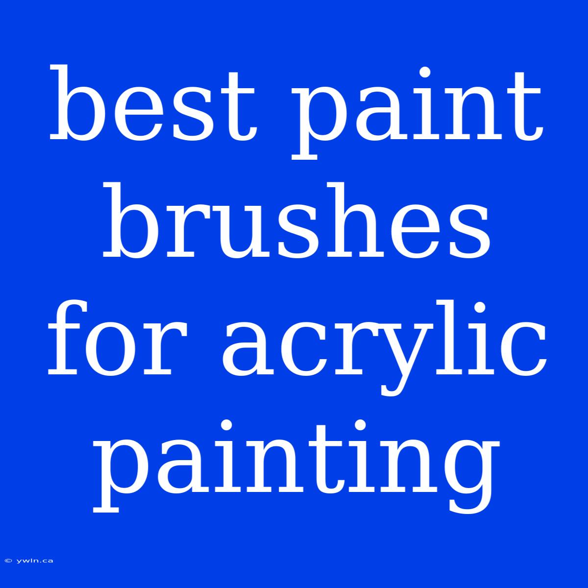 Best Paint Brushes For Acrylic Painting