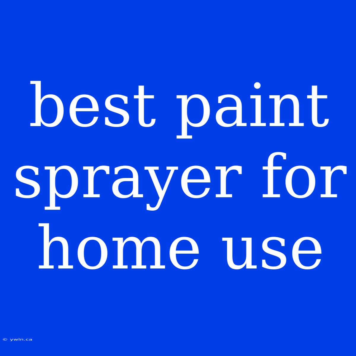 Best Paint Sprayer For Home Use