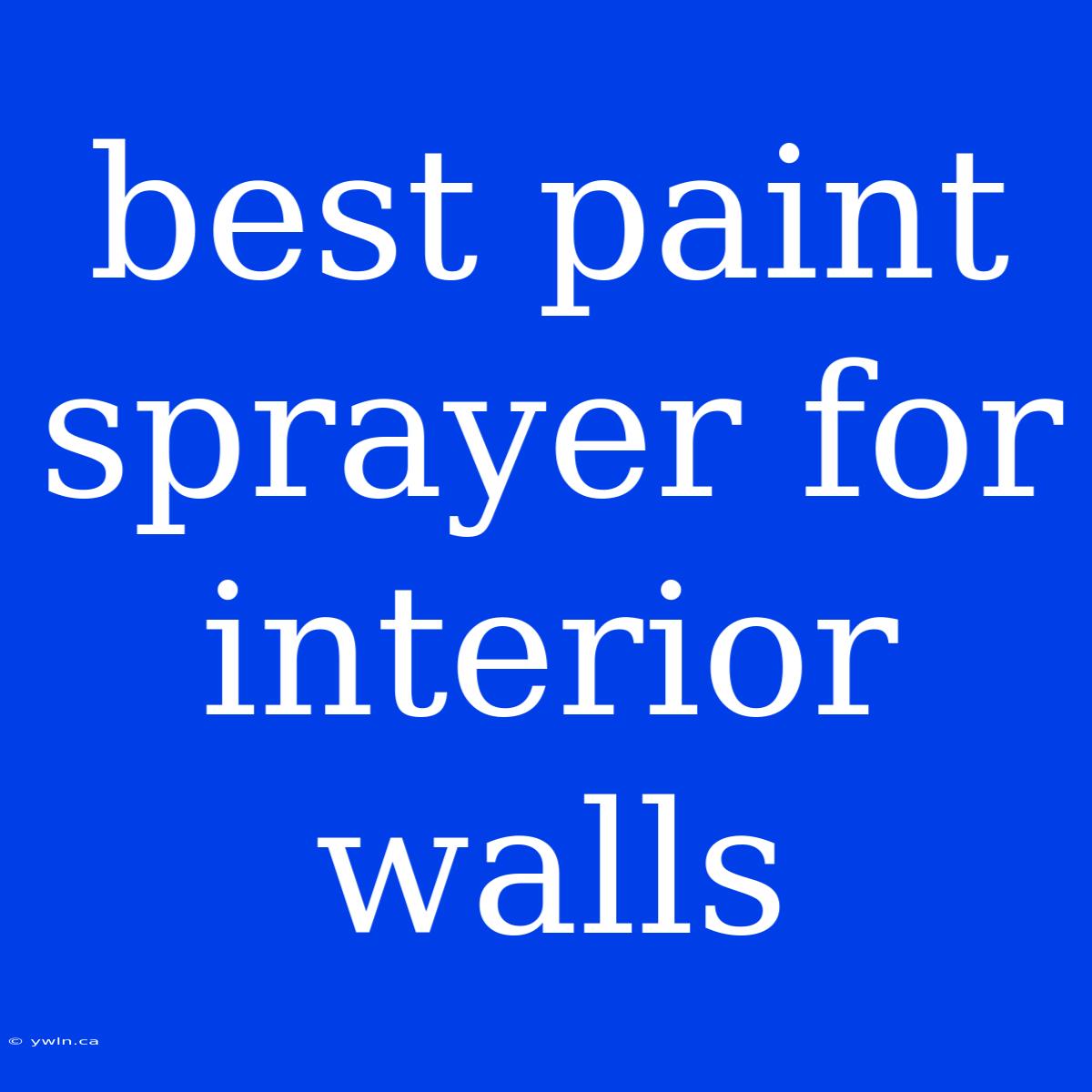 Best Paint Sprayer For Interior Walls