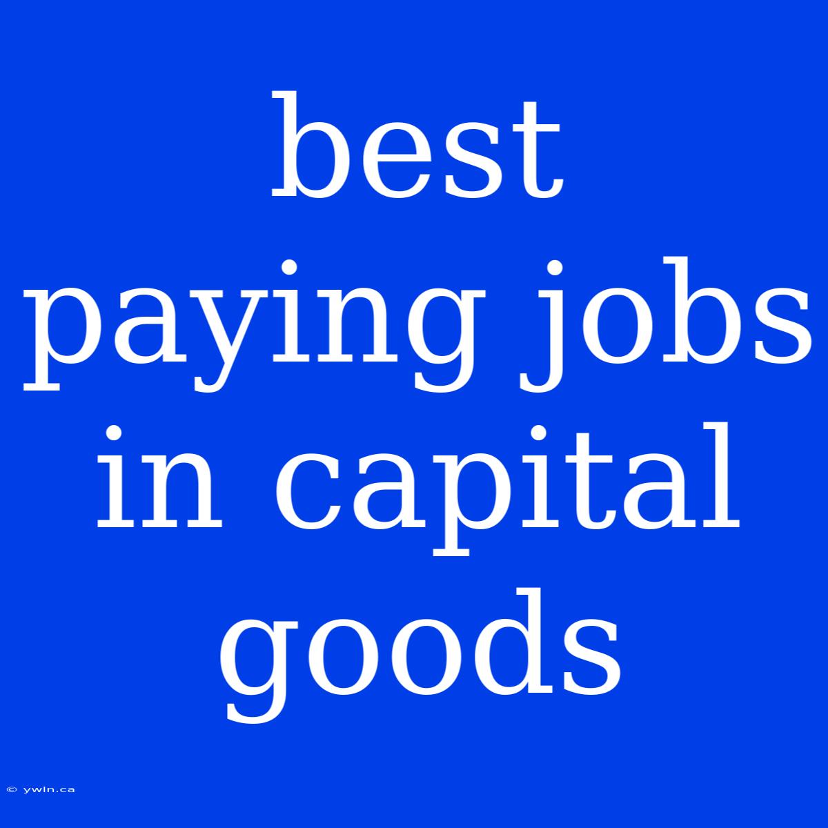 Best Paying Jobs In Capital Goods