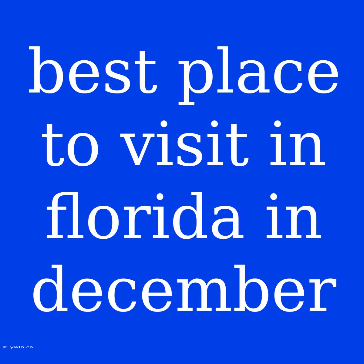 Best Place To Visit In Florida In December