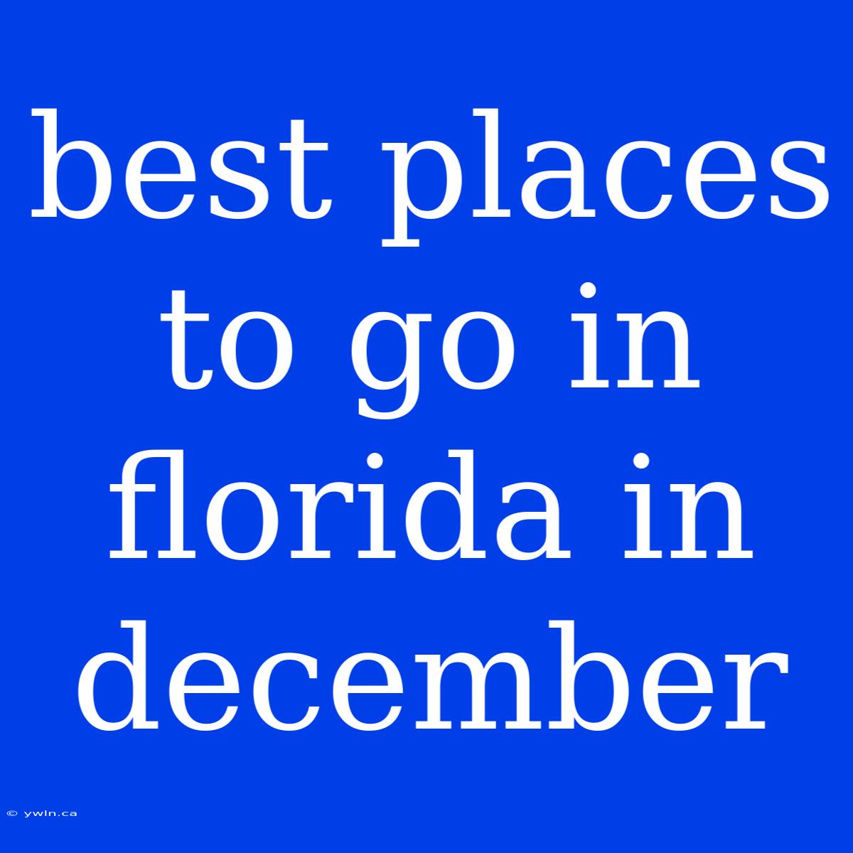 Best Places To Go In Florida In December