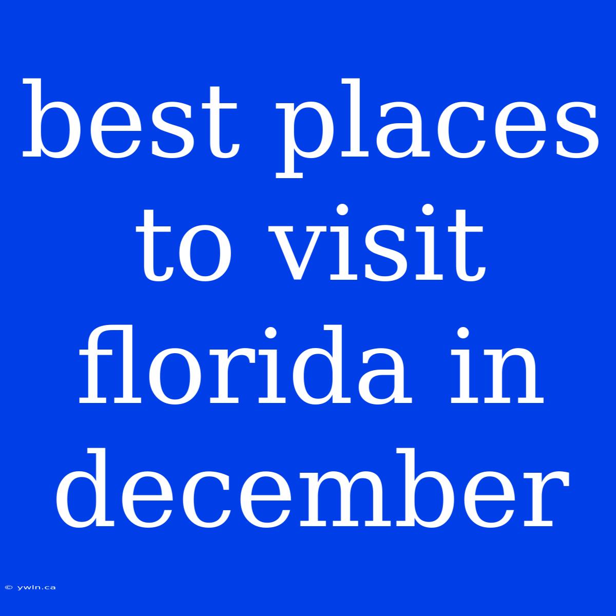 Best Places To Visit Florida In December