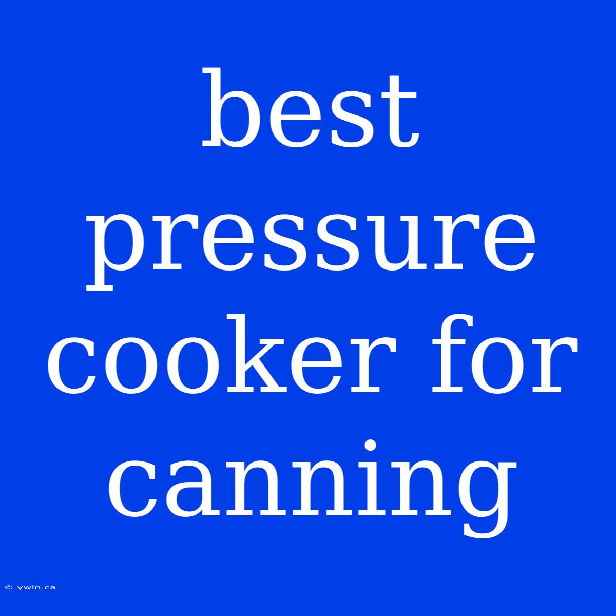 Best Pressure Cooker For Canning