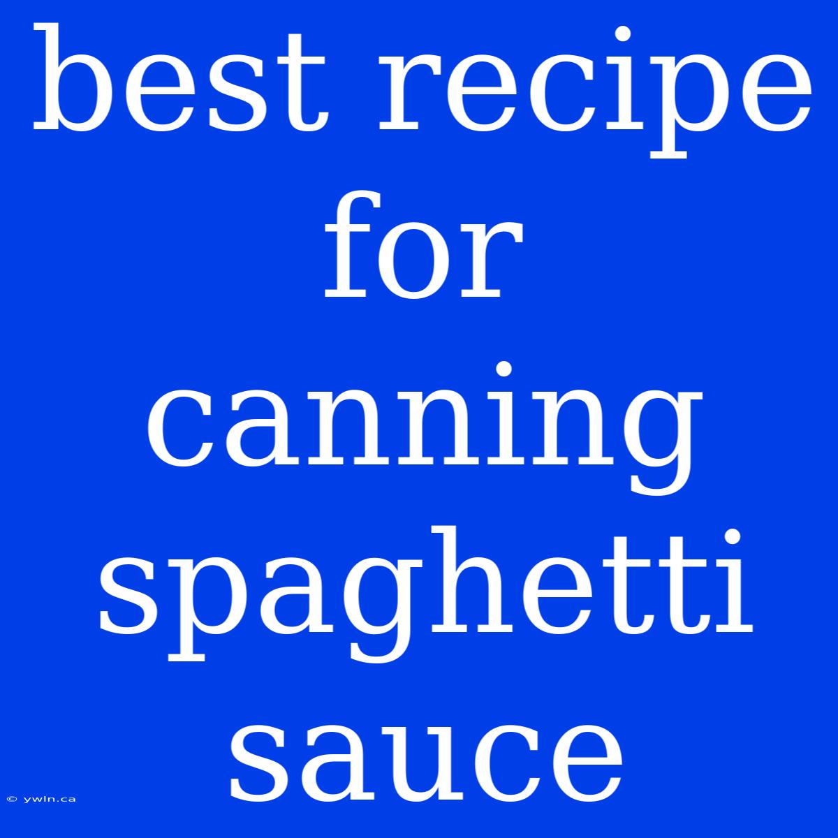 Best Recipe For Canning Spaghetti Sauce