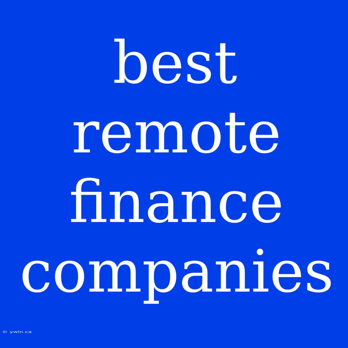 Best Remote Finance Companies