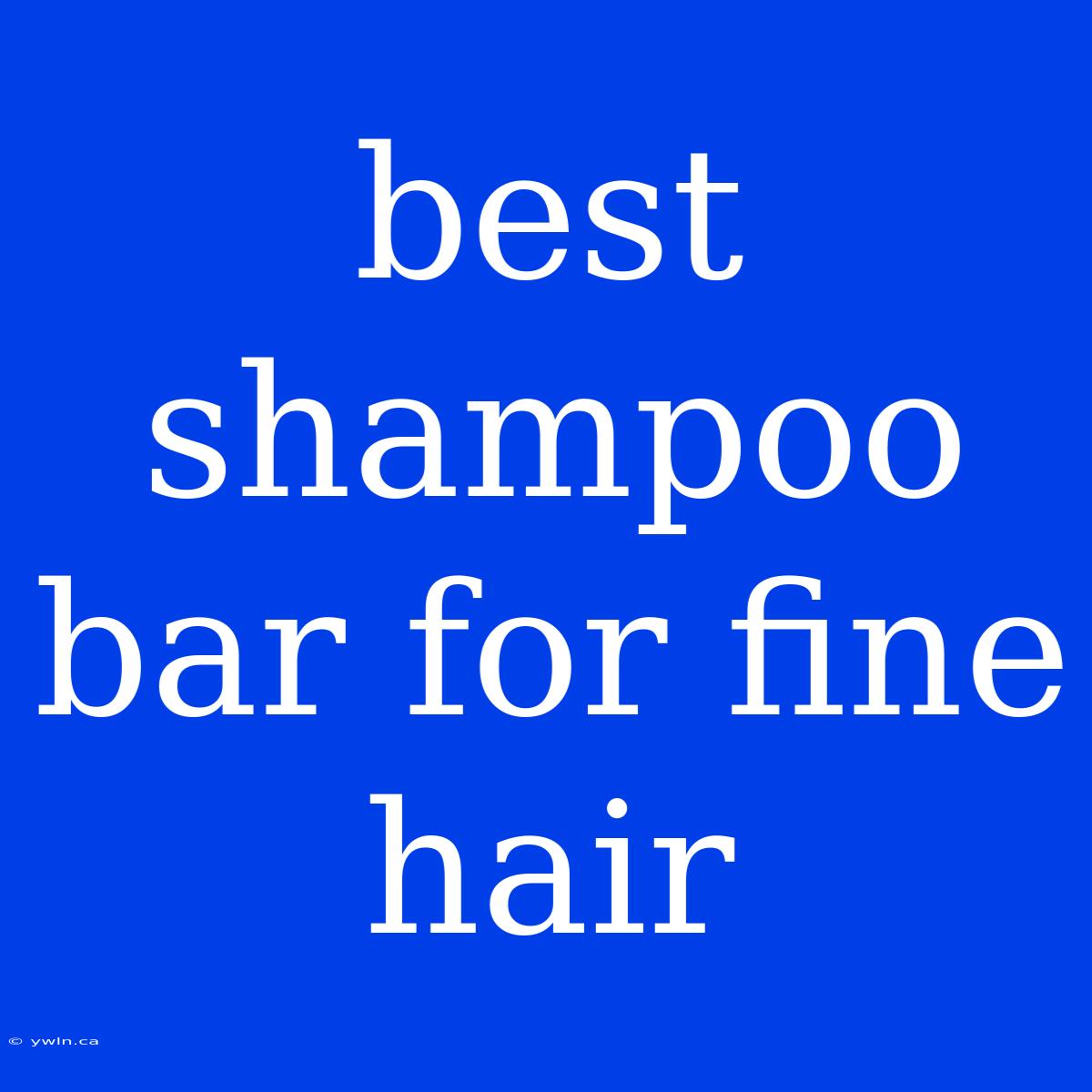 Best Shampoo Bar For Fine Hair