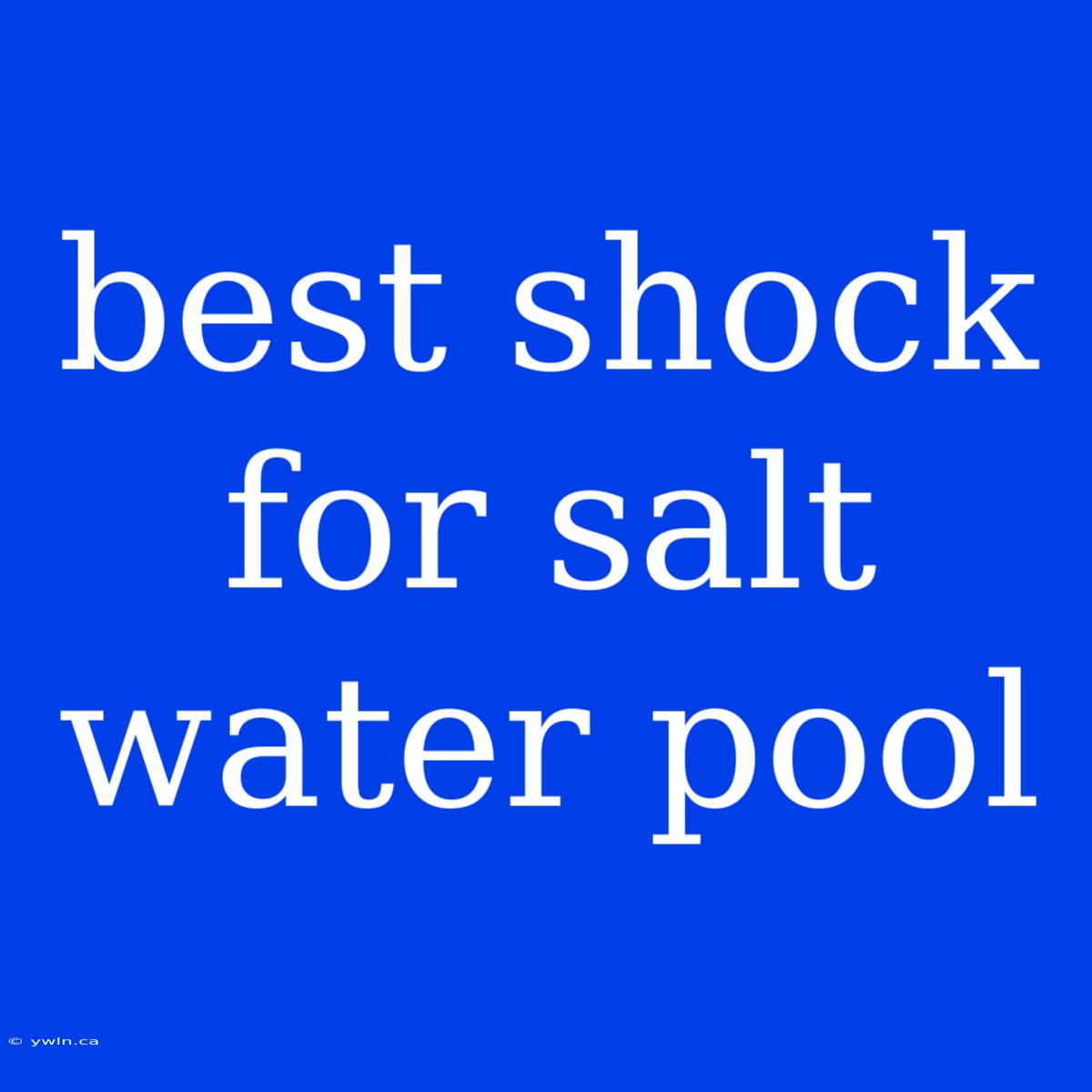 Best Shock For Salt Water Pool