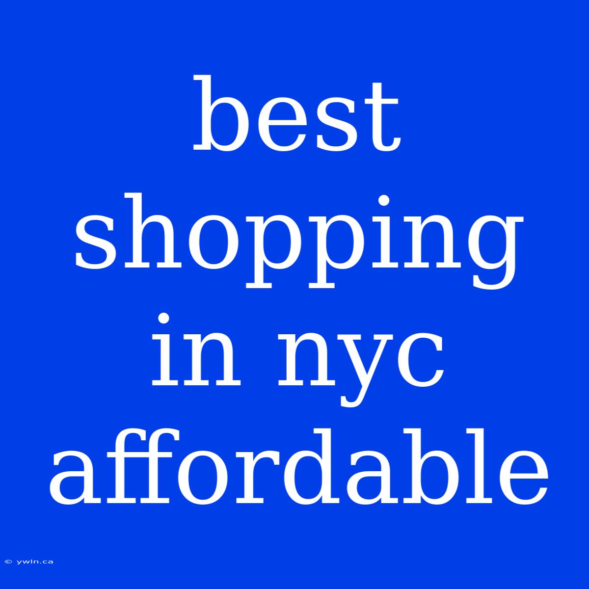 Best Shopping In Nyc Affordable