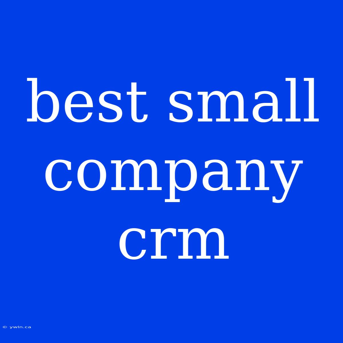 Best Small Company Crm