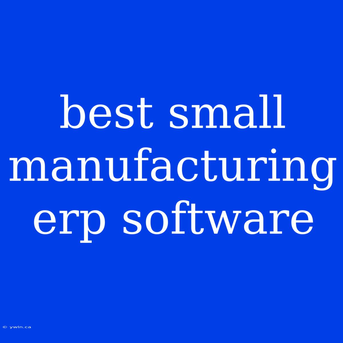 Best Small Manufacturing Erp Software