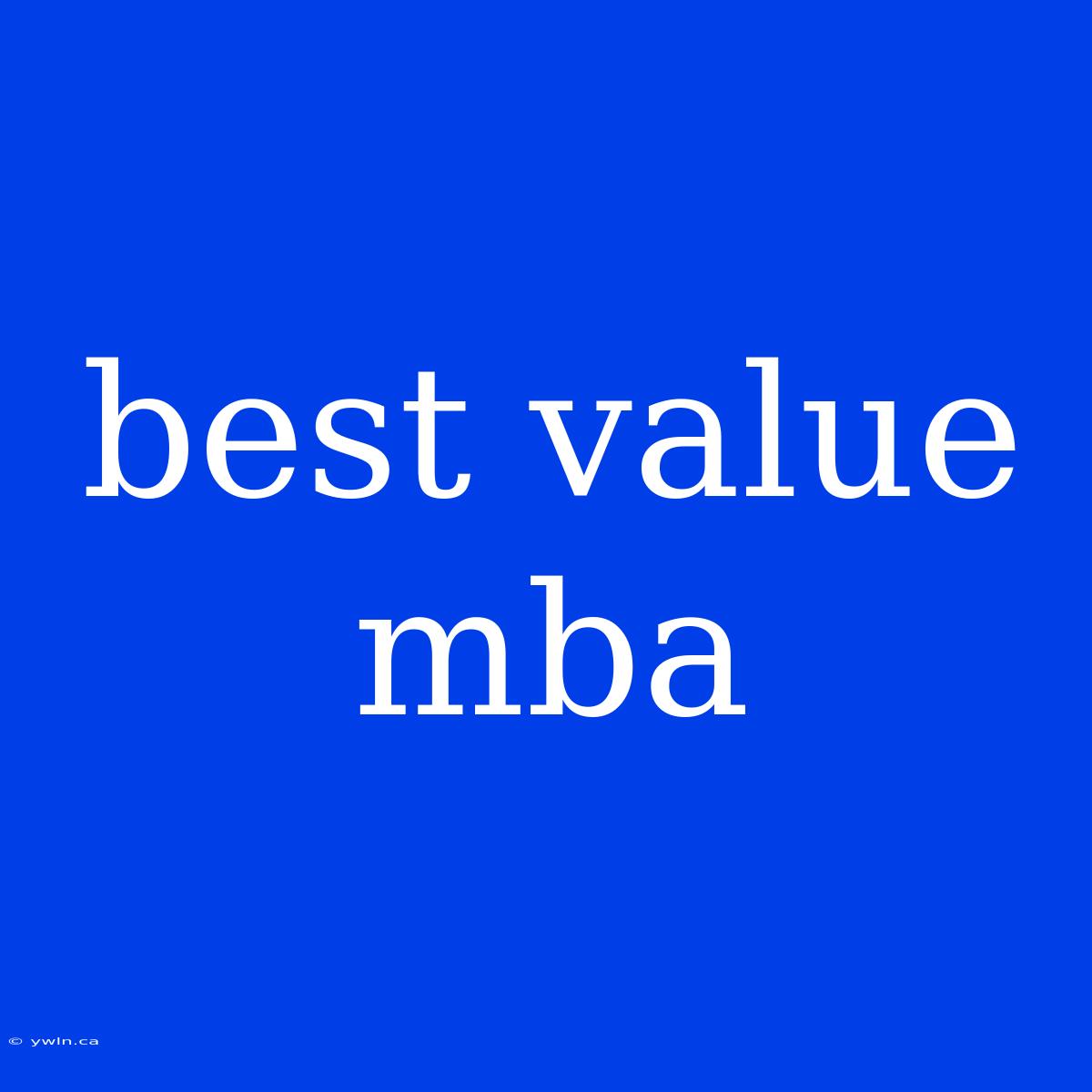 Best Value Mba