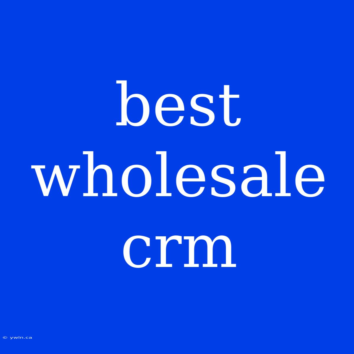 Best Wholesale Crm