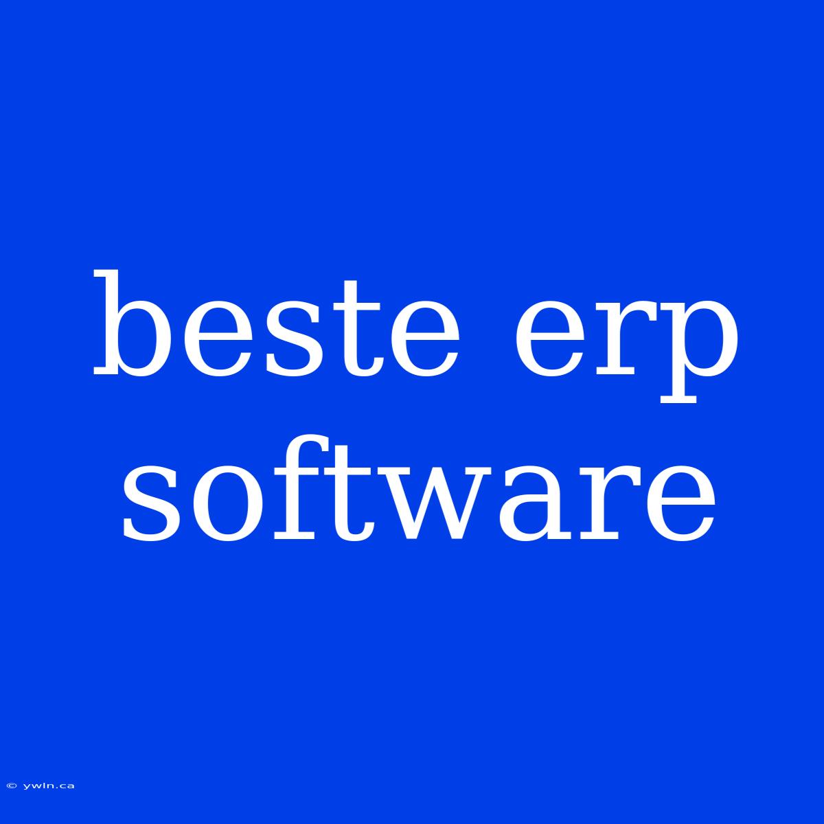 Beste Erp Software