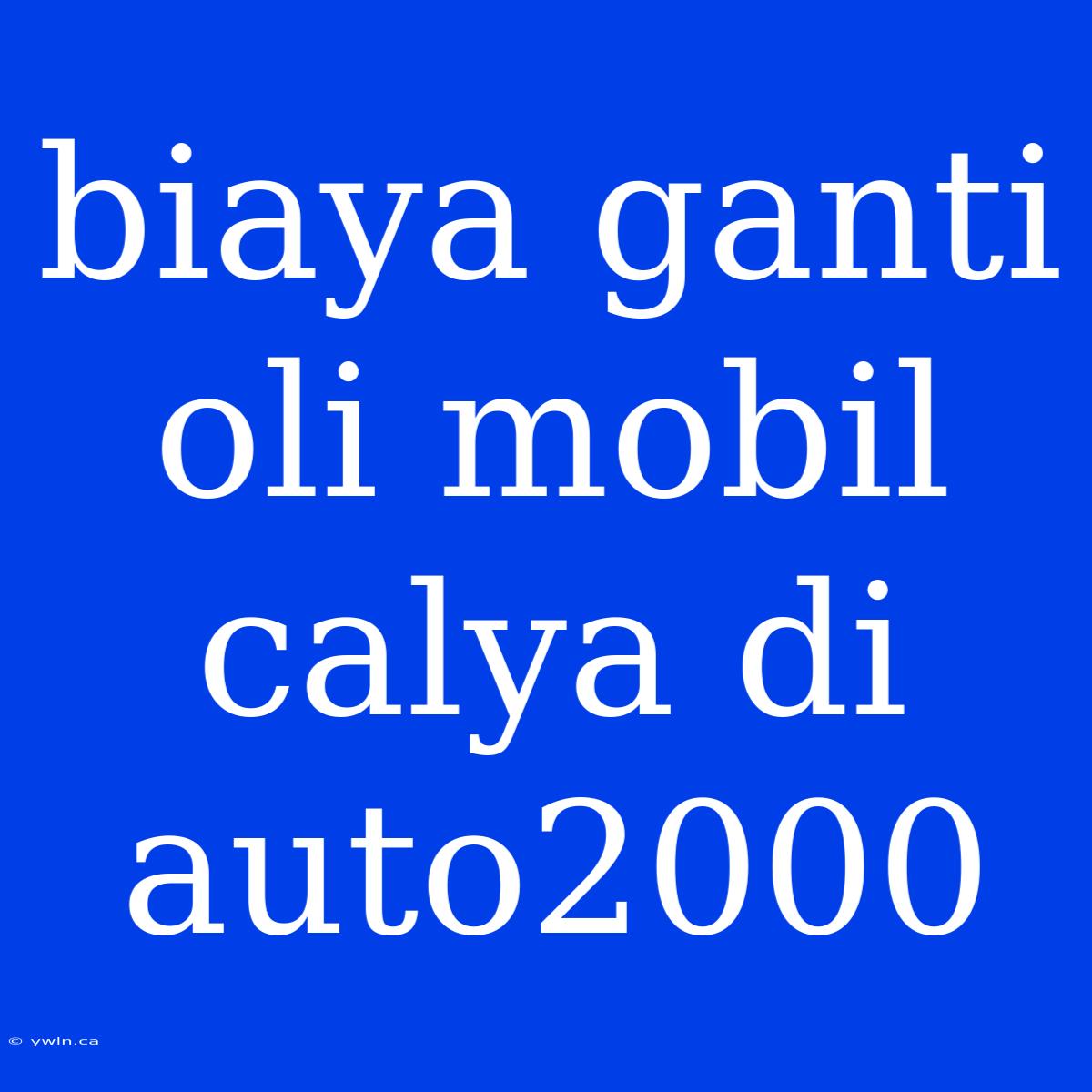 Biaya Ganti Oli Mobil Calya Di Auto2000