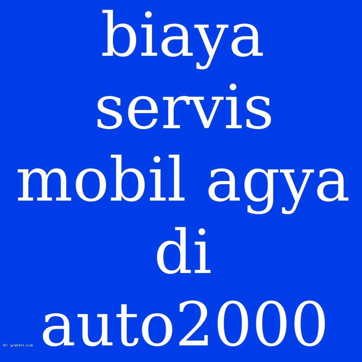 Biaya Servis Mobil Agya Di Auto2000