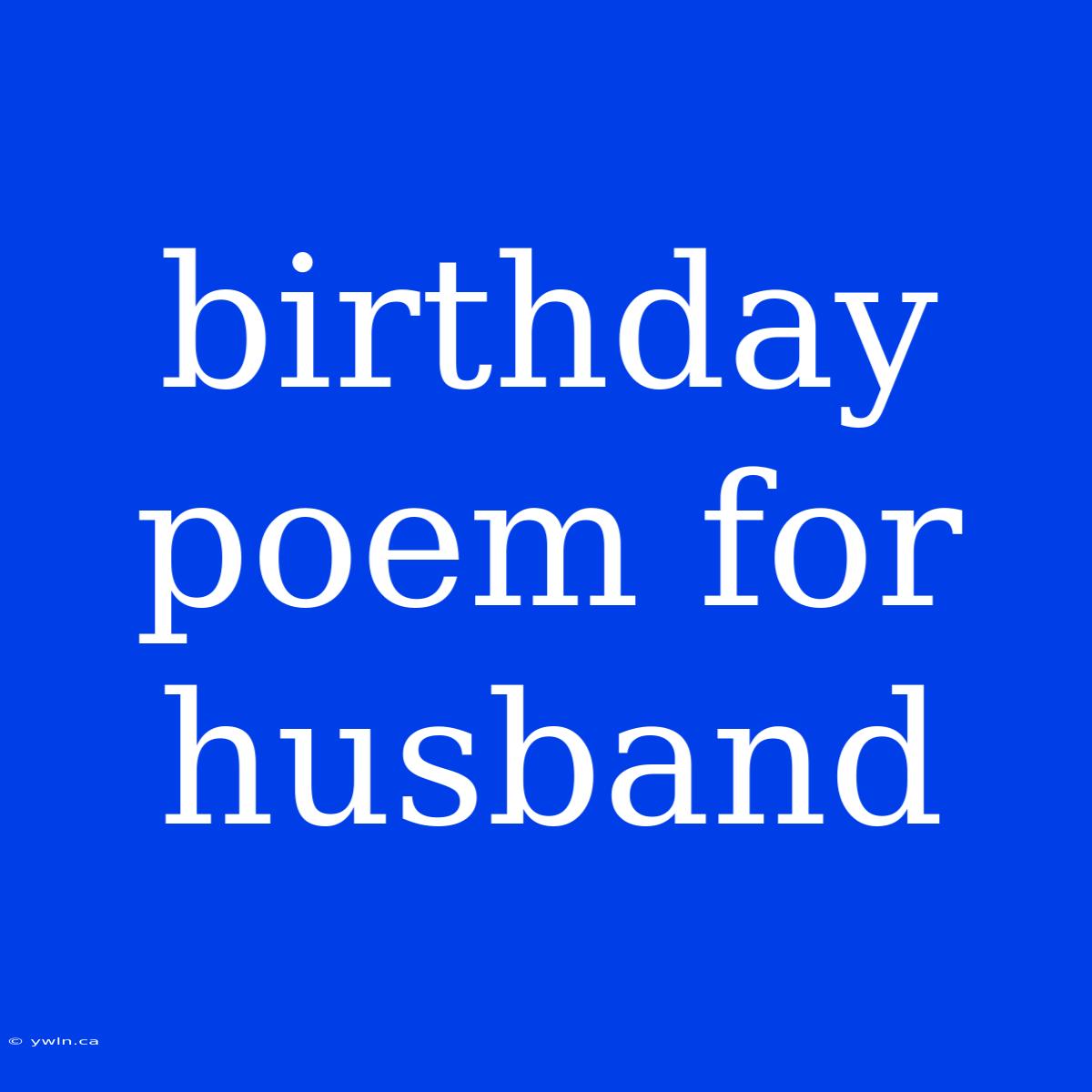 Birthday Poem For Husband