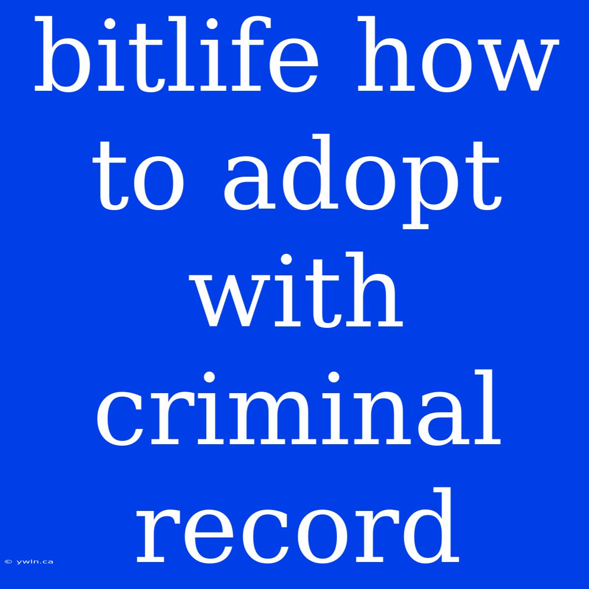 Bitlife How To Adopt With Criminal Record