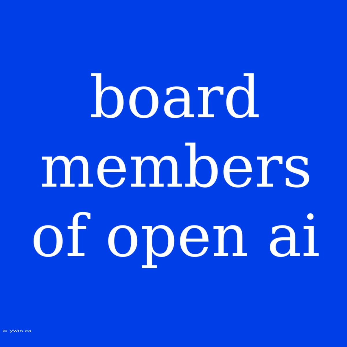 Board Members Of Open Ai