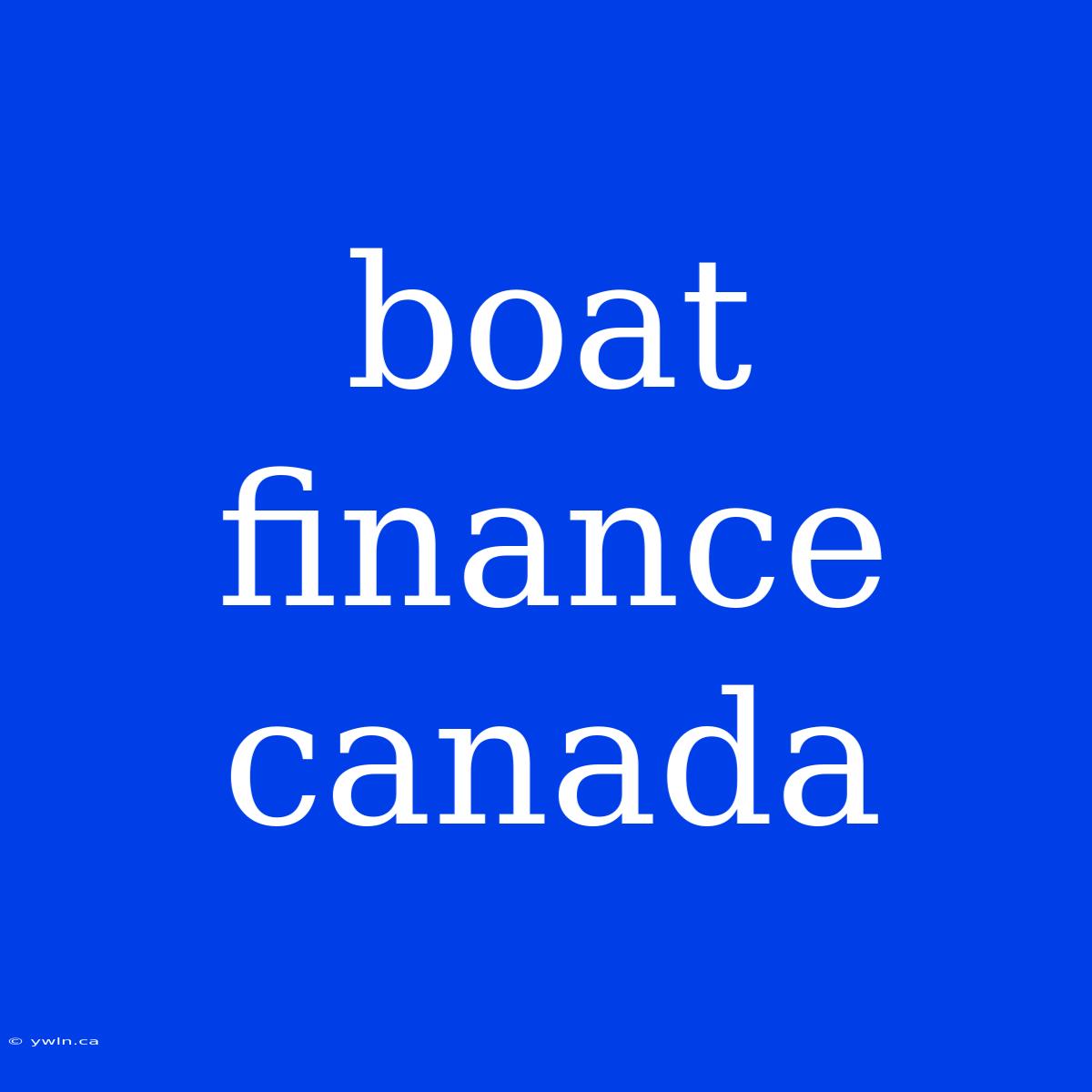 Boat Finance Canada